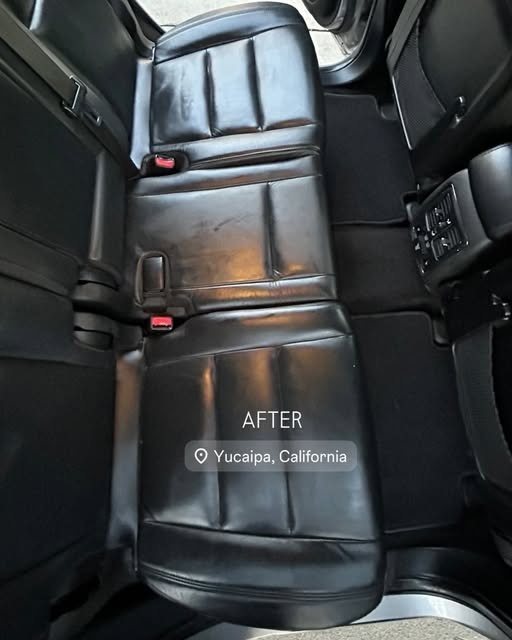 Rear leather seats clean and conditioned after detailing