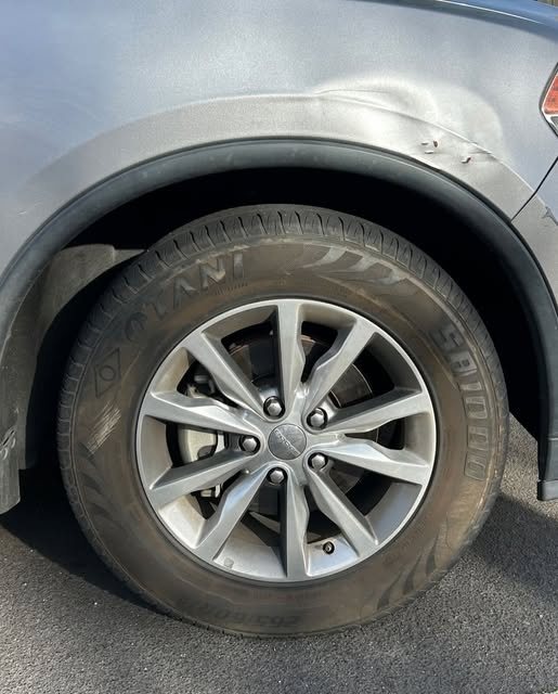 Wheel caked in brake dust before cleaning